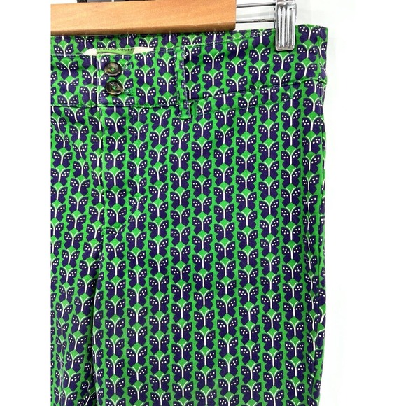 by Anthropologie The Essential Slim Trouser Pant Blue Green Butterfly Print 8 - Picture 2 of 8